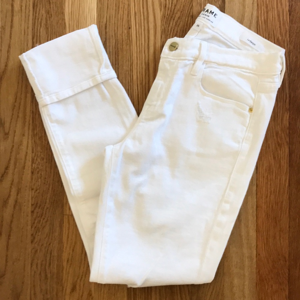 FRAME Denim Le Garçon White Oleander Never Worn